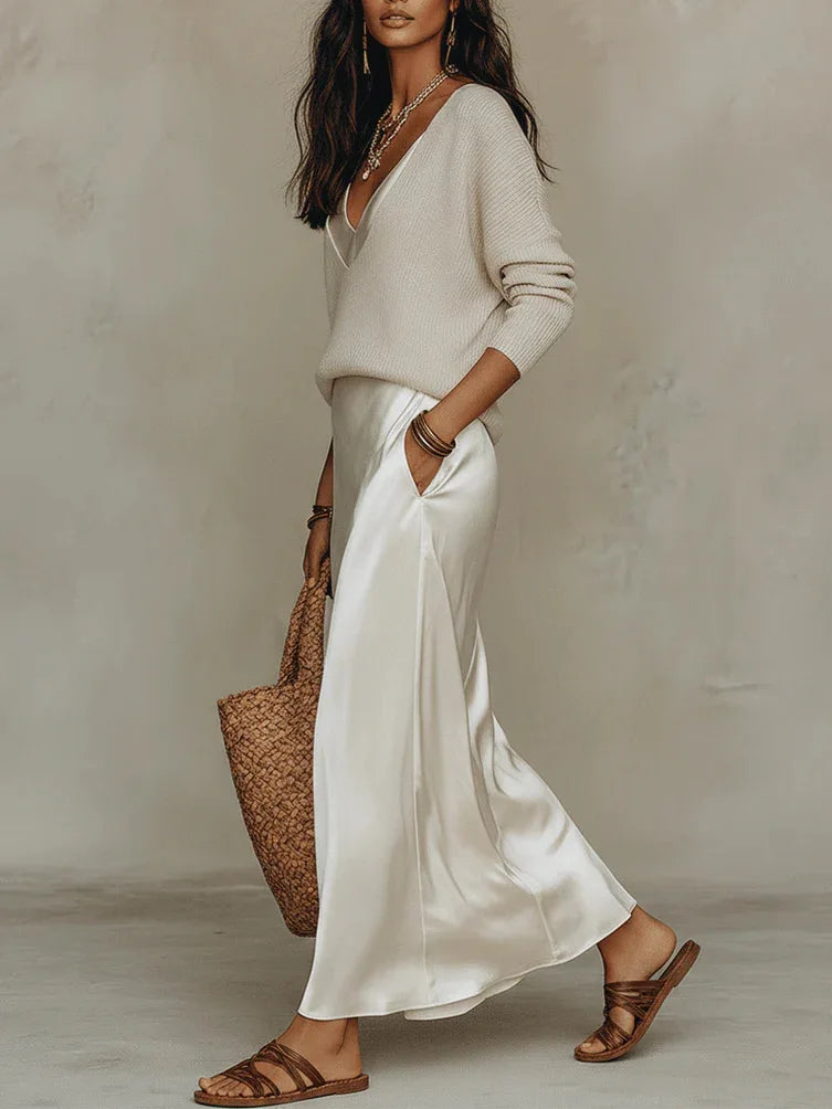 Women's Slip Skirt and Knit Two Piece
