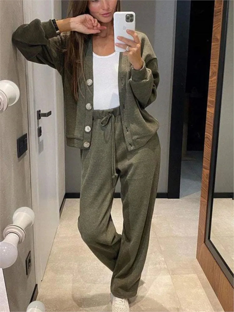 Women's V Neck Knit Two Piece