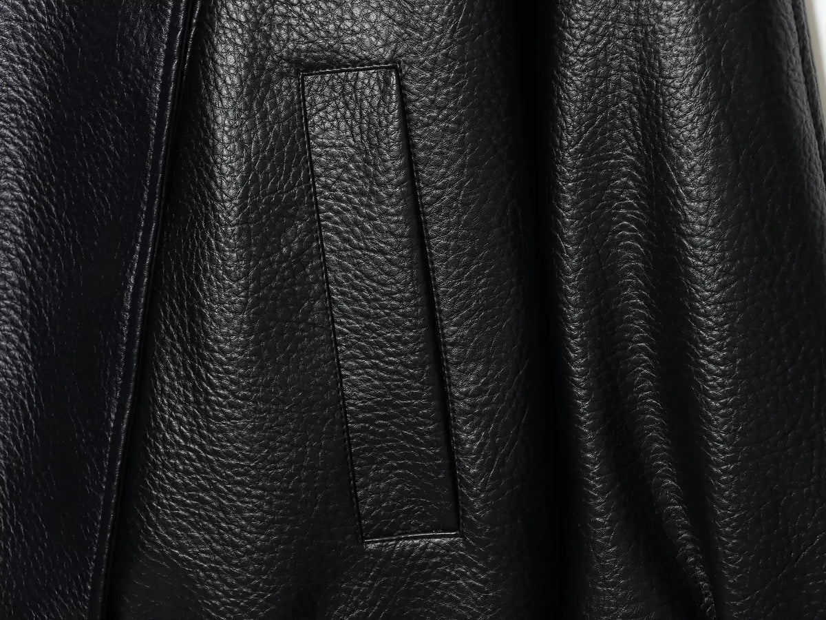 Women's Oversized Leather Look Jacket
