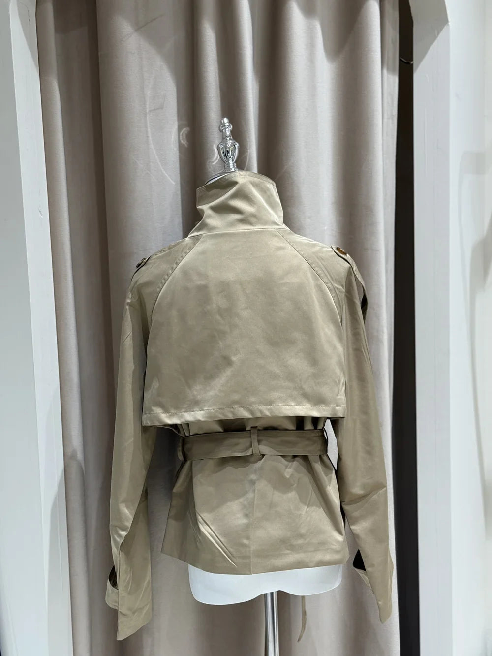 Women's Cropped Trench with Belt