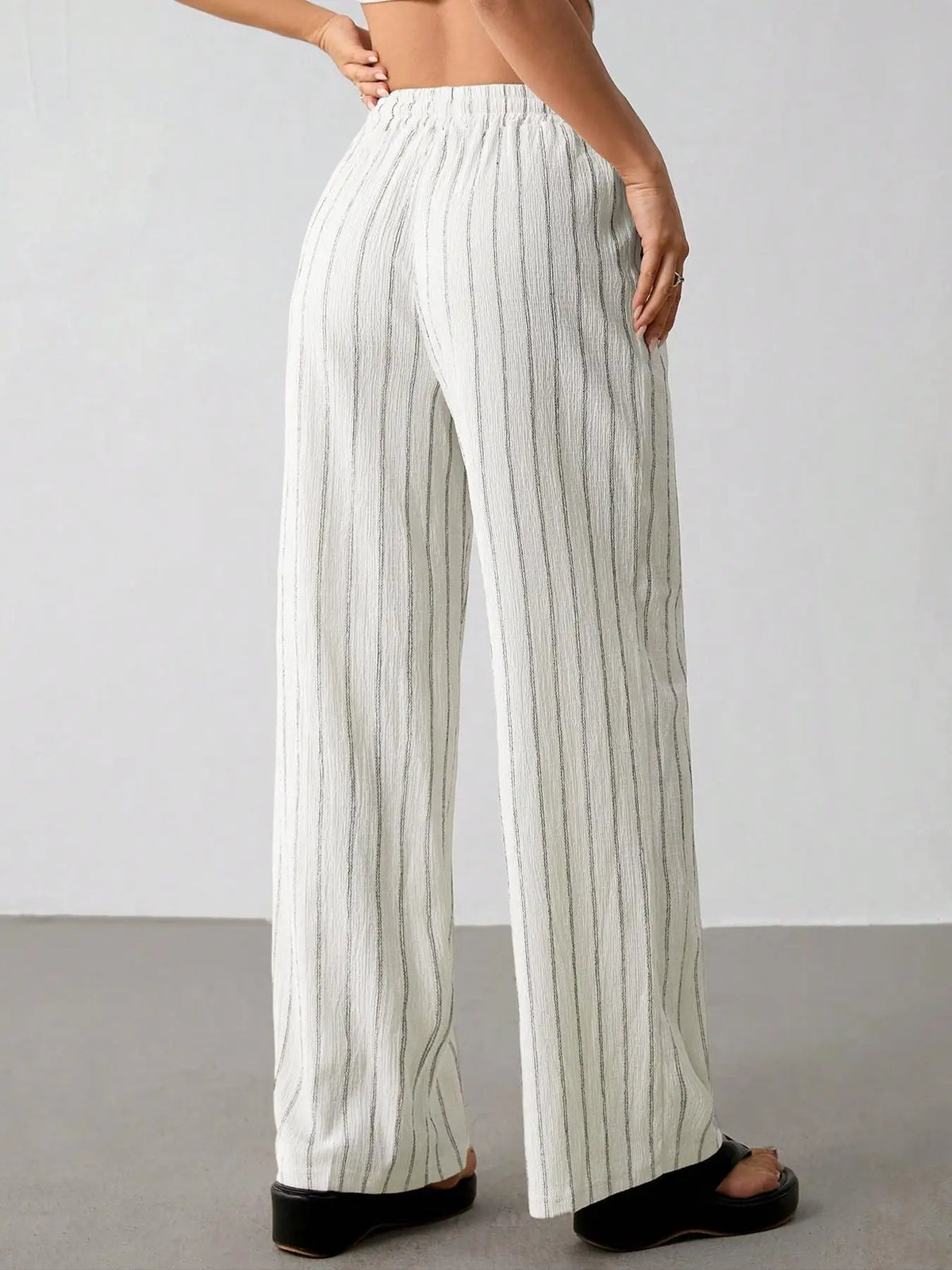 Women's Wide Leg Striped Trousers
