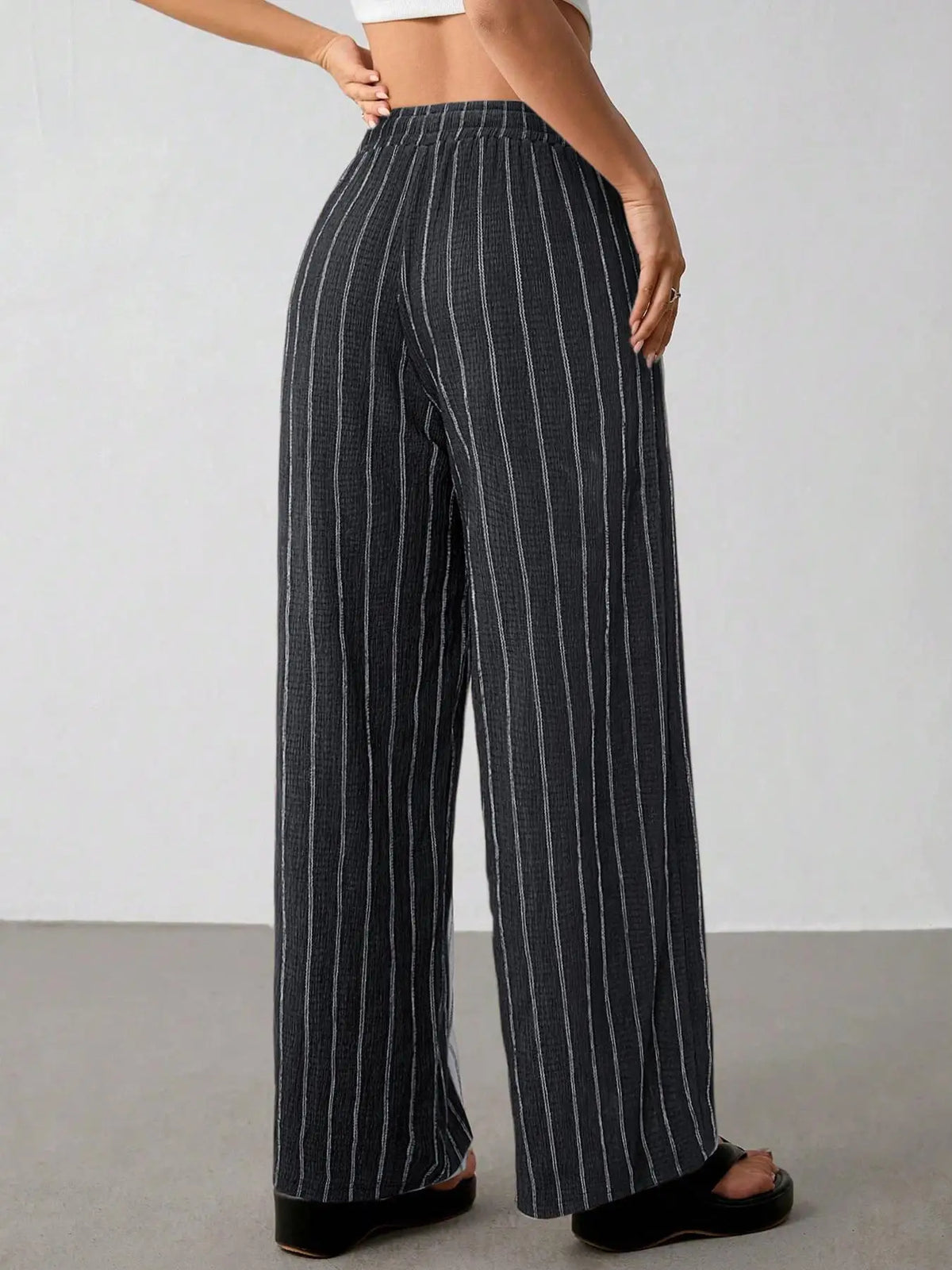 Women's Wide Leg Striped Trousers