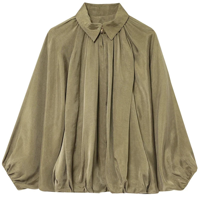 Women's Puff Sleeve Oversized Bomber