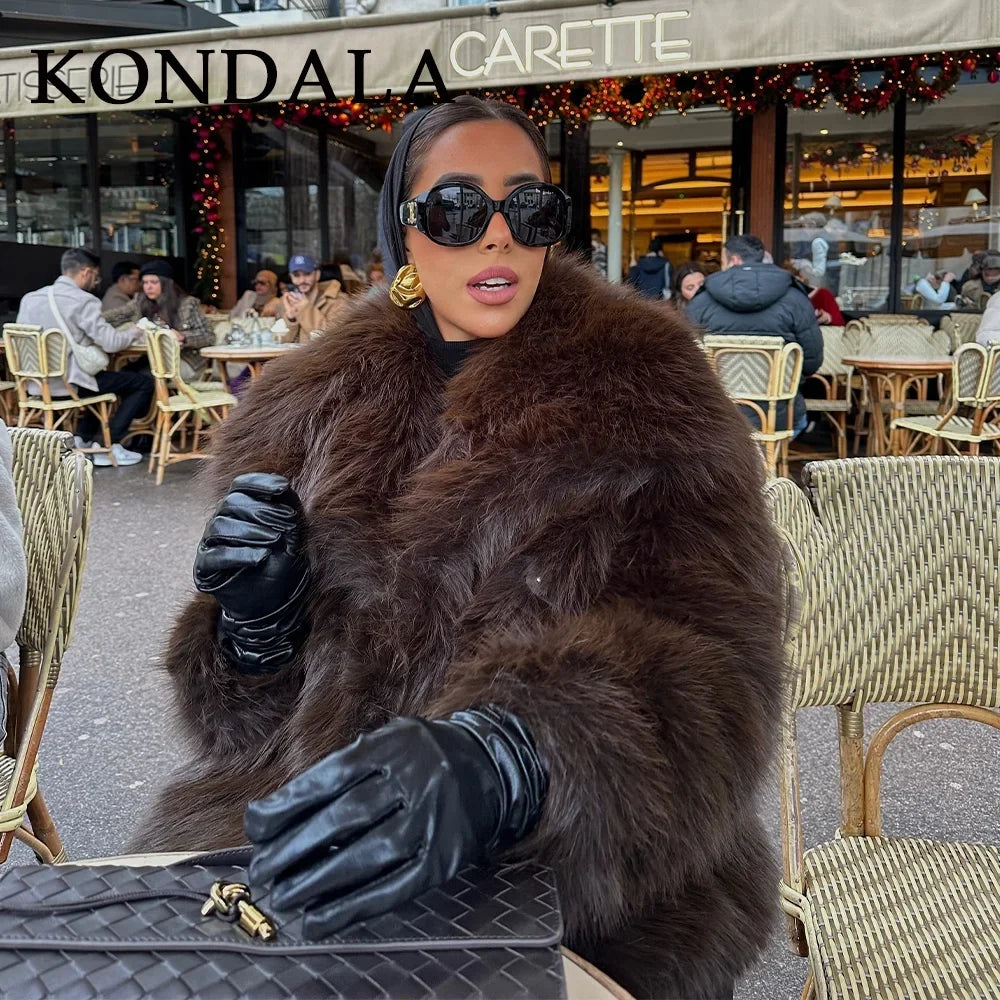 Women's Turn Down Collar Fur Jacket