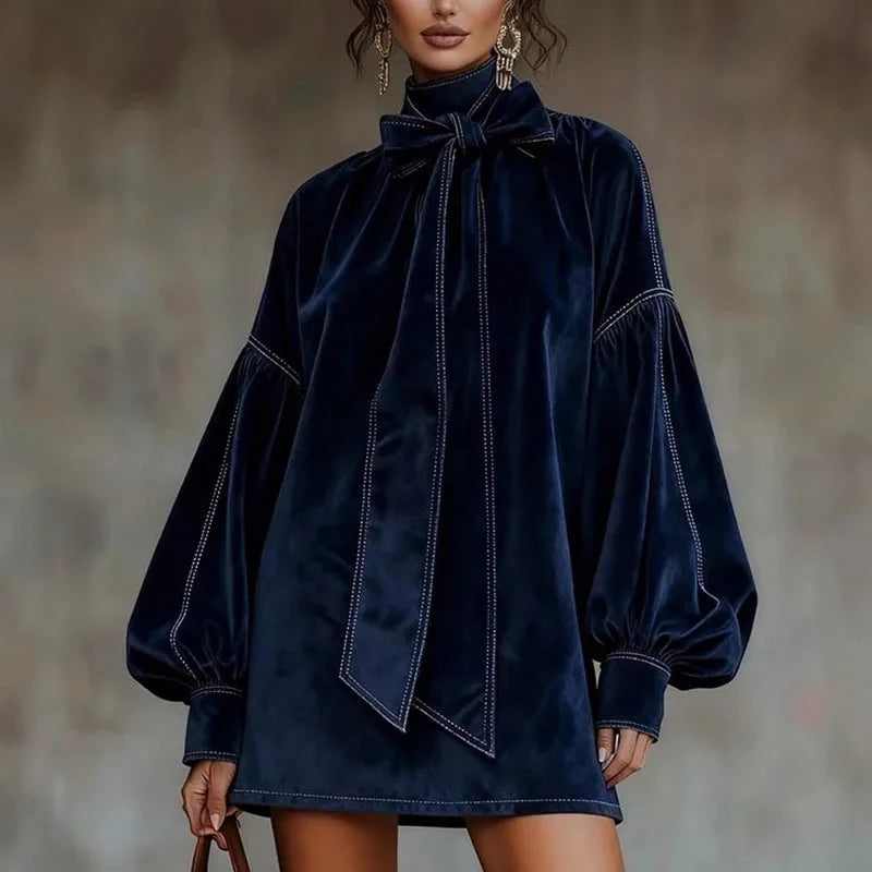 Women's Turtleneck Velvet Mini