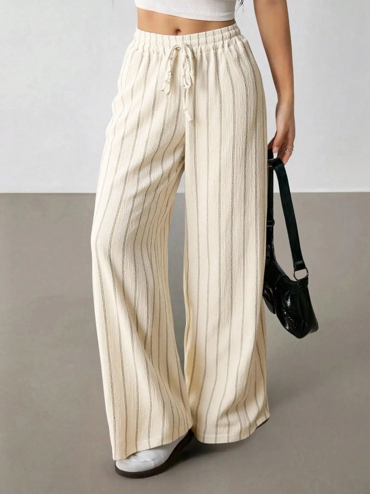 Women's Wide Leg Striped Trousers