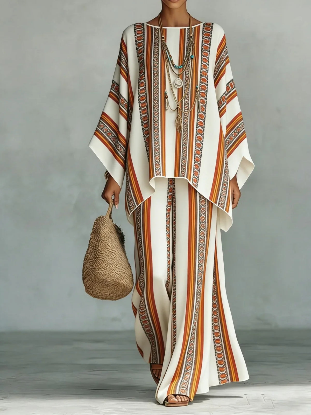 Women's Printed Wide Leg Two Piece