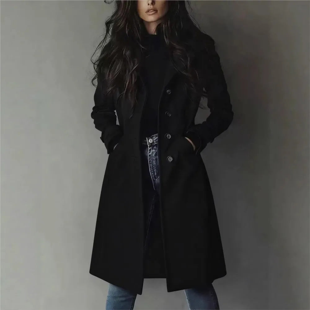 Women's Slim Long Faux Suede Coat