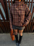 Women's Checked Stand Collar Coat