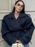 Women's Short Jacket with Lace Up Detail
