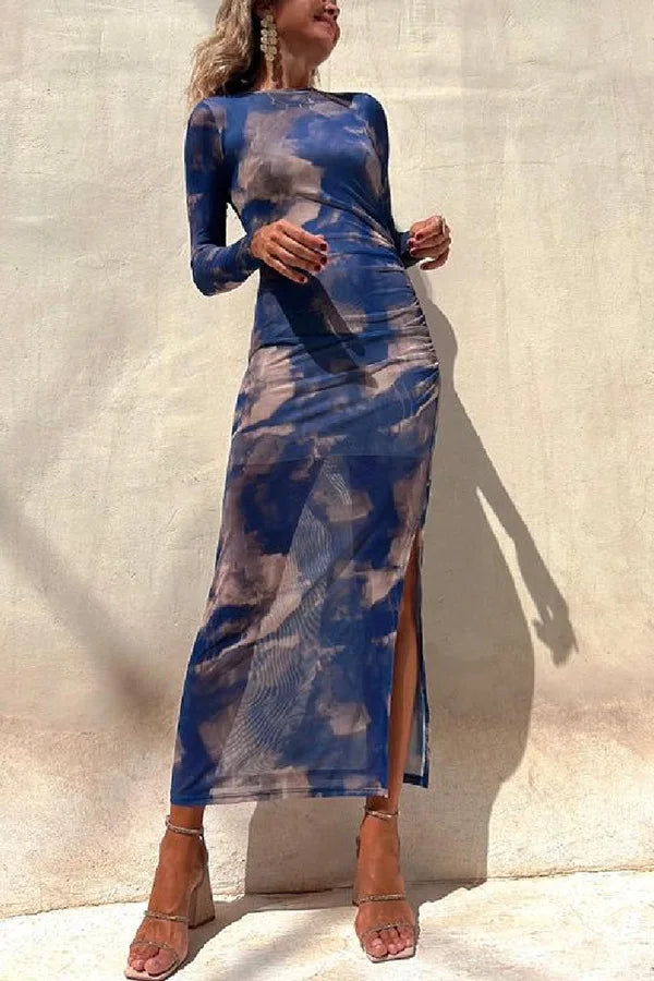 Women's Long Sleeve Mesh Midi