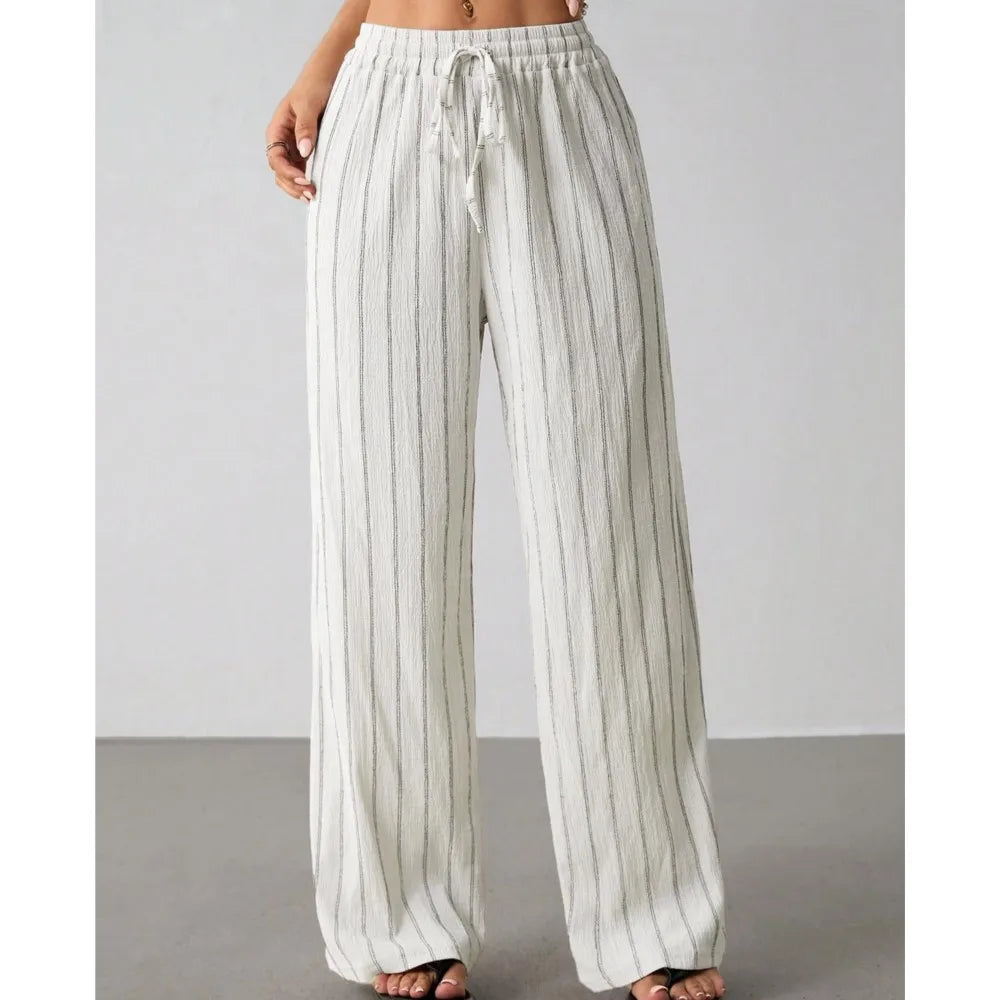 Women's Wide Leg Striped Trousers