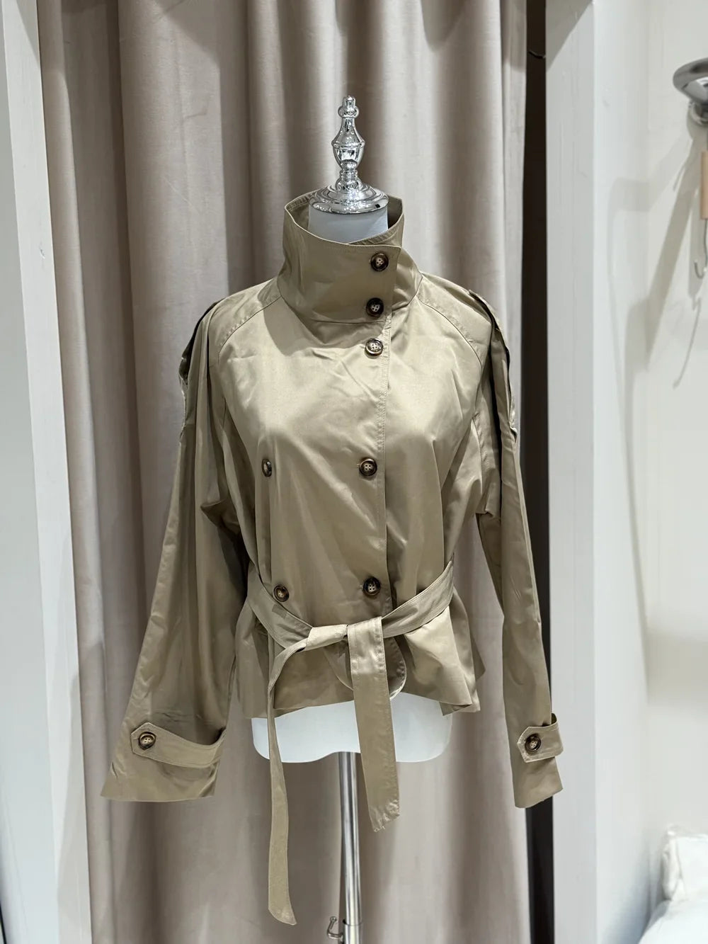 Women's Cropped Trench with Belt