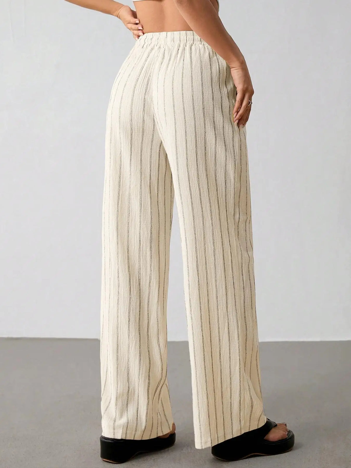 Women's Wide Leg Striped Trousers