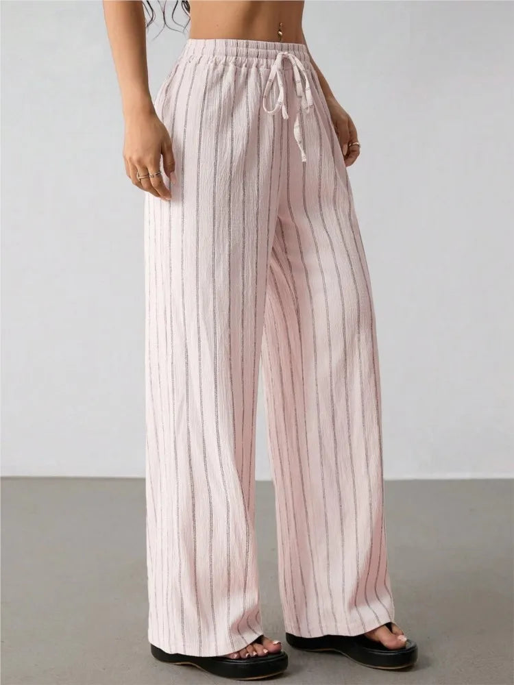 Women's Wide Leg Striped Trousers