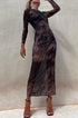 Women's Long Sleeve Mesh Midi