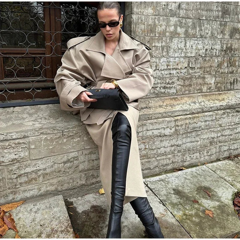 Women's Wide Shoulder Cropped Trench