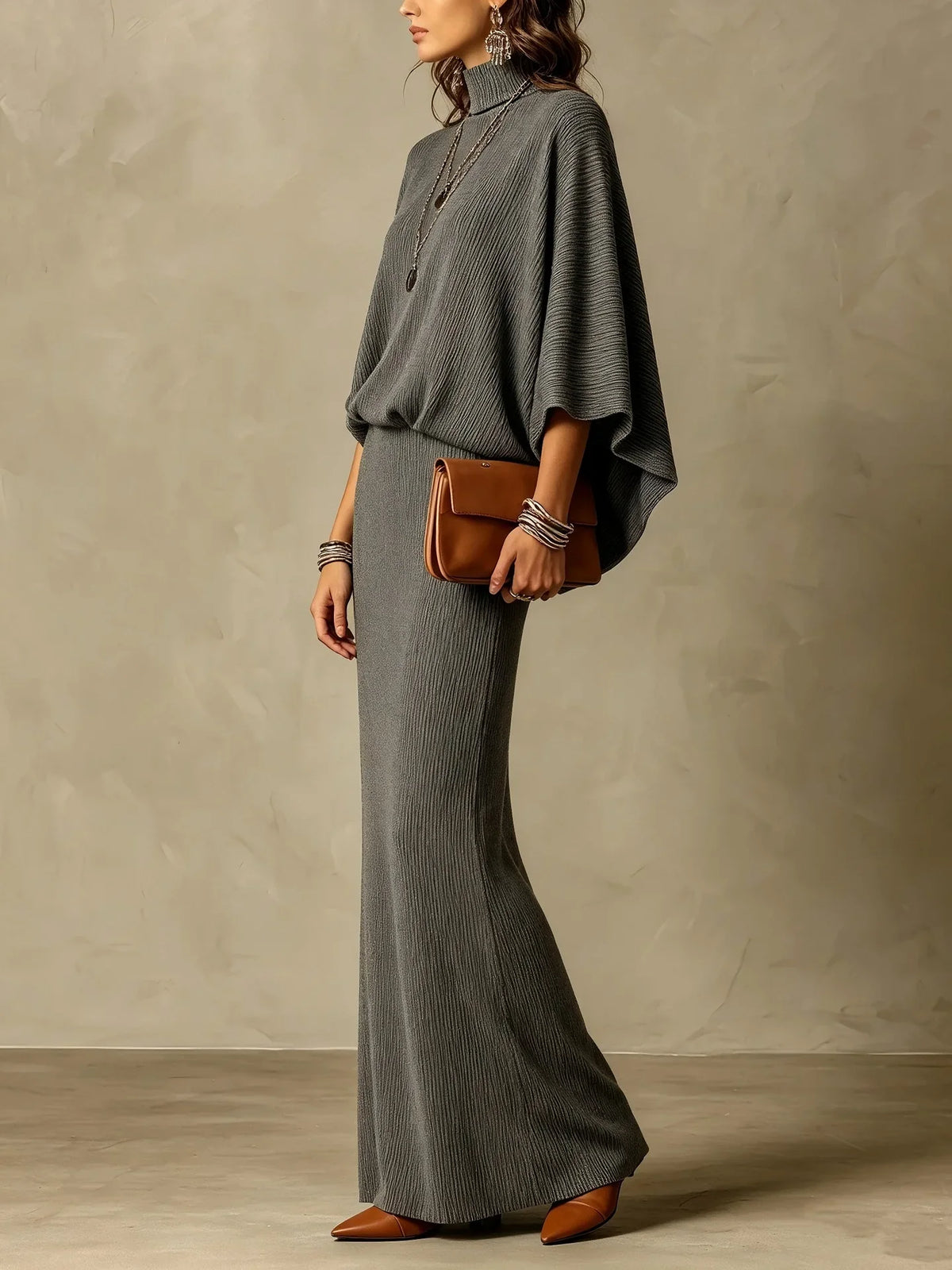 Women's Batwing Knit Skirt Set