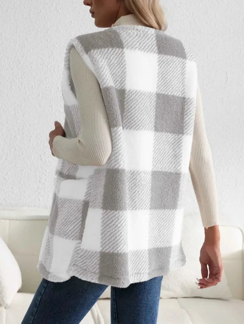 Women's Open Front Check Vest