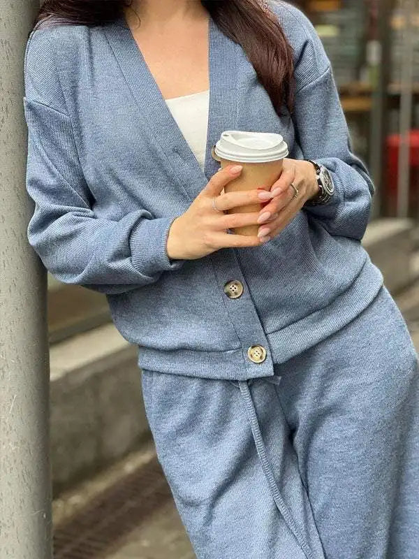 Women's V Neck Knit Two Piece