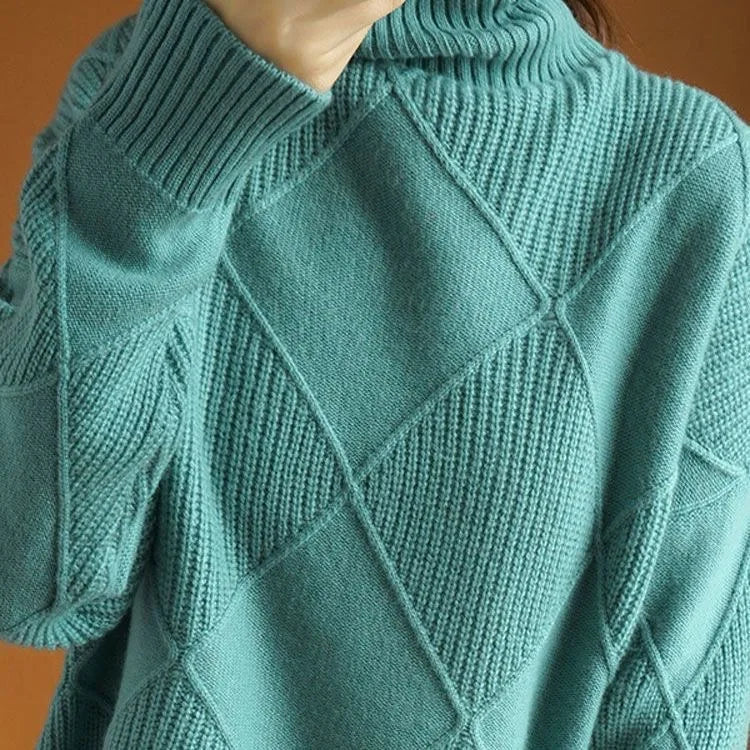 Women's Dropped Shoulder Diamond Knit