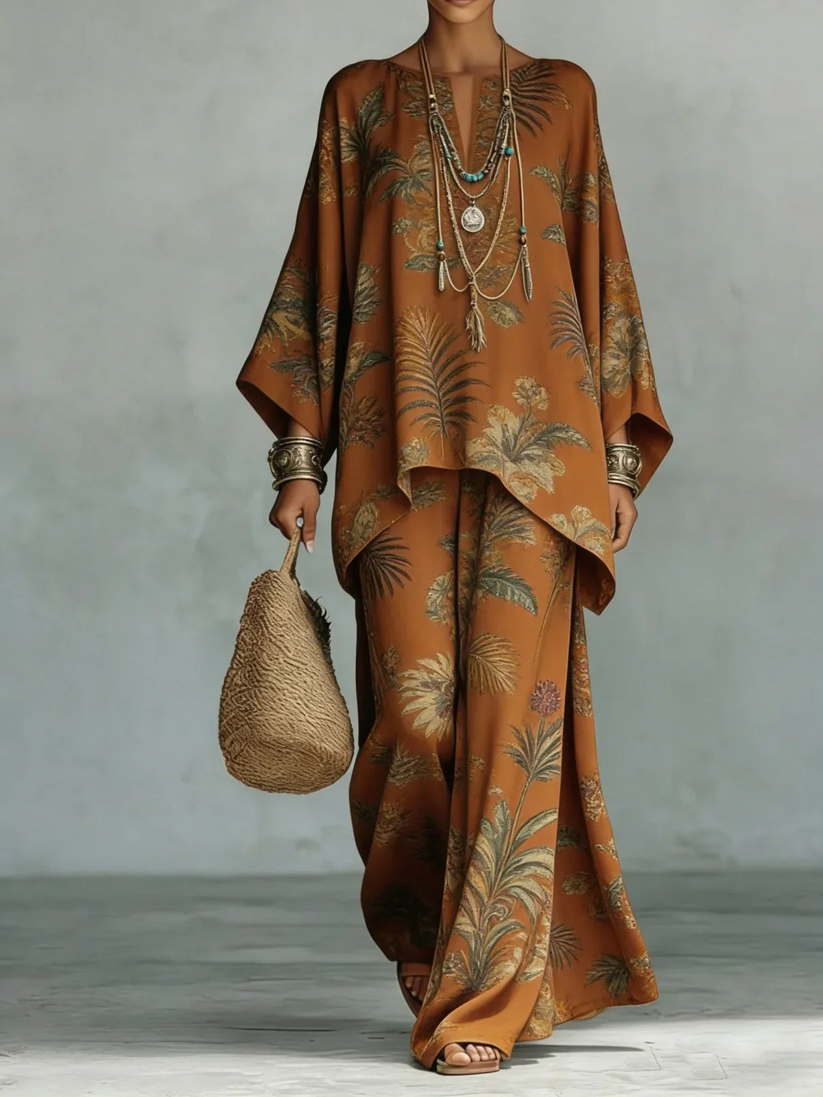 Women's Printed Wide Leg Two Piece