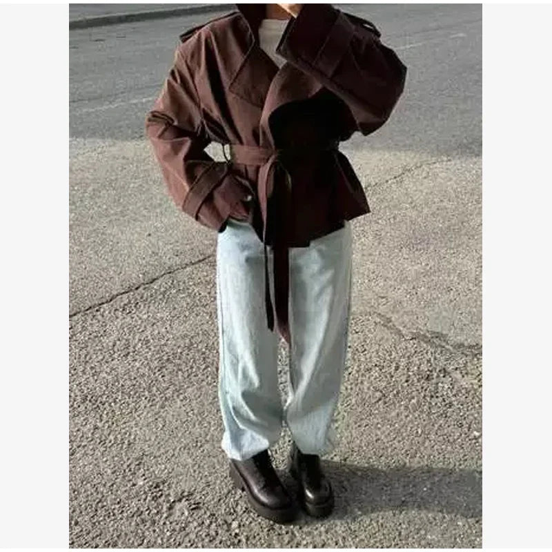 Women's Wide Shoulder Cropped Trench