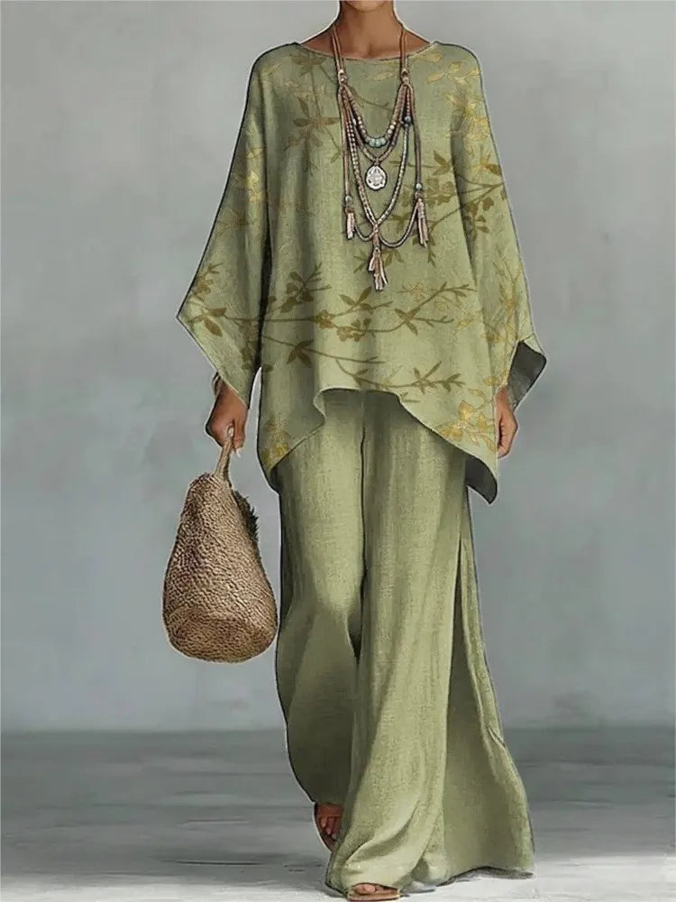 Women's Printed Wide Leg Two Piece