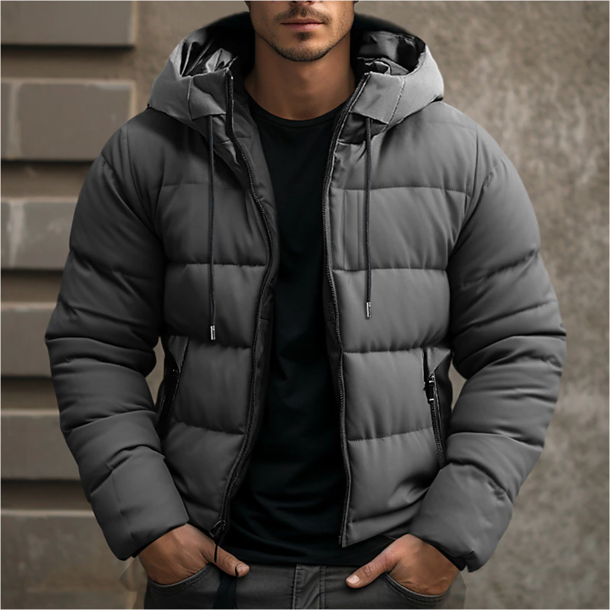 Men’s Winter Hooded Zip-Up Padded Jacket | Coat
