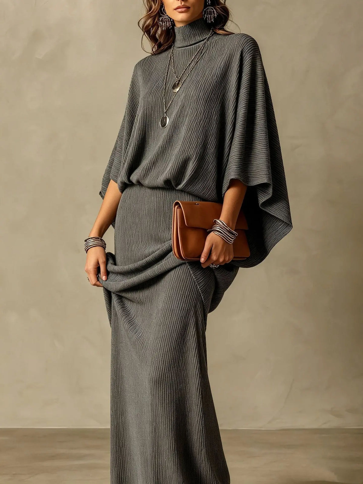 Women's Batwing Knit Skirt Set