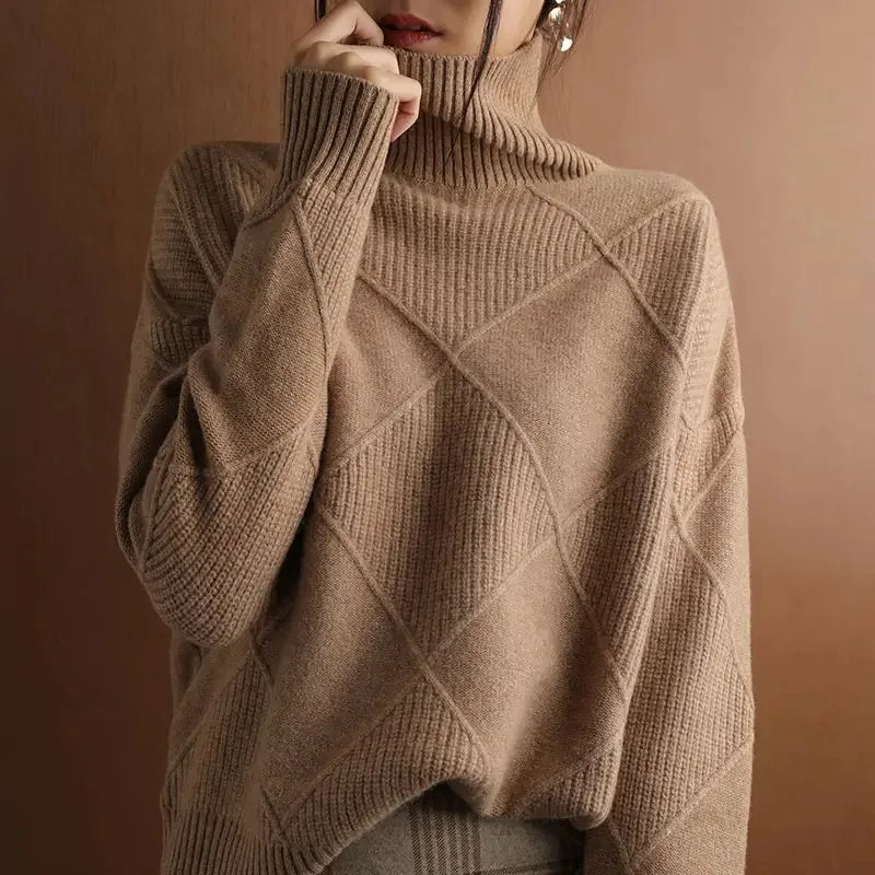 Women's Dropped Shoulder Diamond Knit