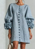 Women's Lantern Sleeve Linen Mini