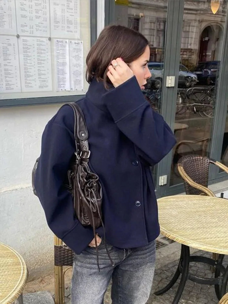 Women's Stand Collar Wool Winter Coat