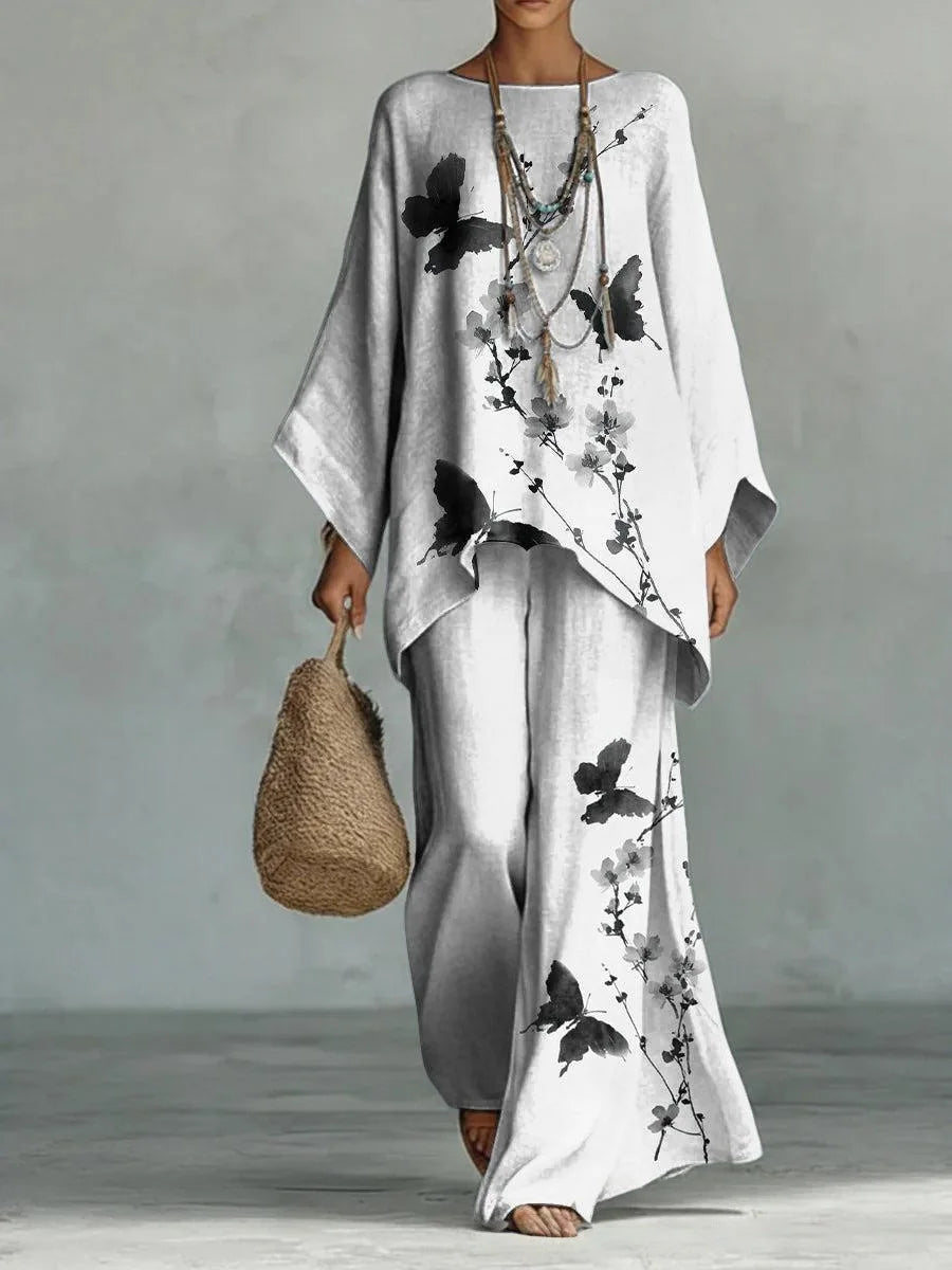 Women's Printed Wide Leg Two Piece