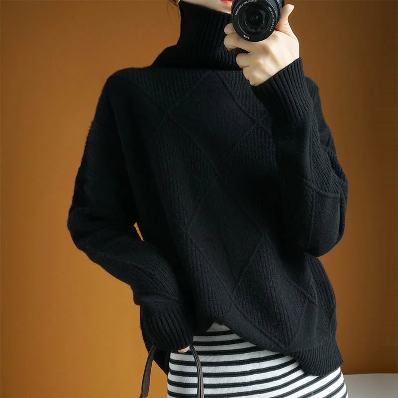 Women's Dropped Shoulder Diamond Knit