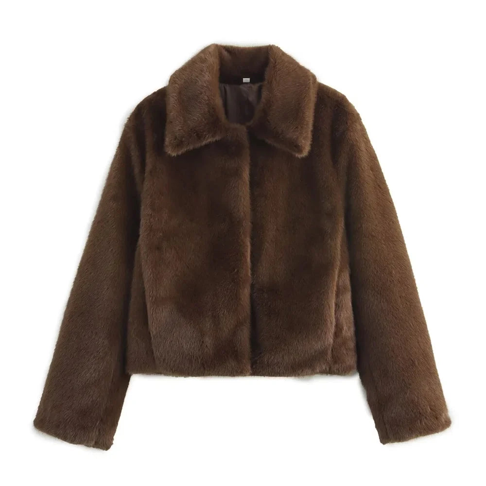 Women's Loose Lapel Jacket in Brown