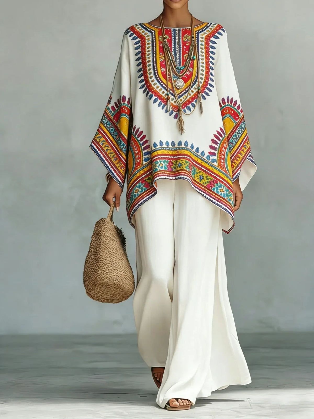 Women's Printed Wide Leg Two Piece