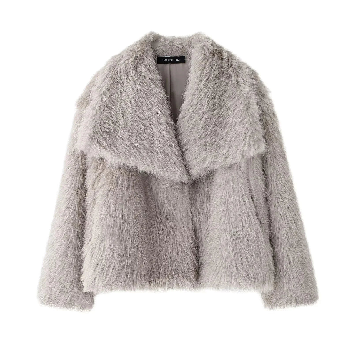 Women's Turn Down Collar Fur Jacket
