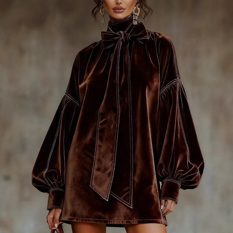 Women's Turtleneck Velvet Mini