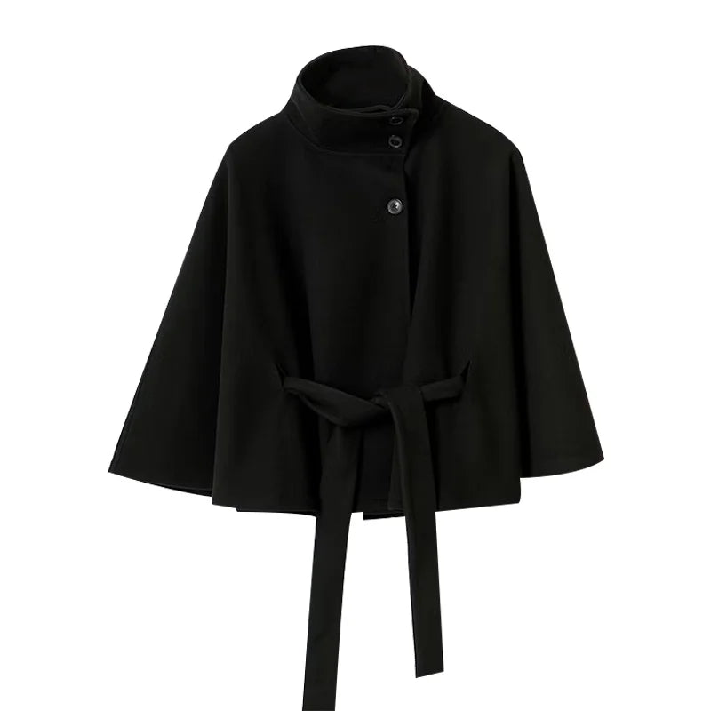 Women's High Neck Cape Coat