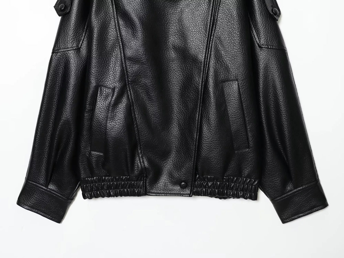 Women's Oversized Leather Look Jacket