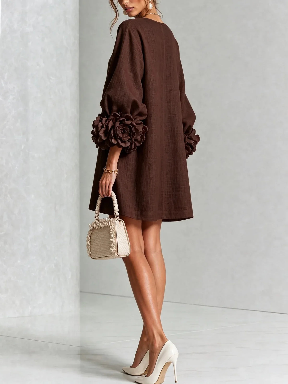 Women's Lantern Sleeve Linen Mini