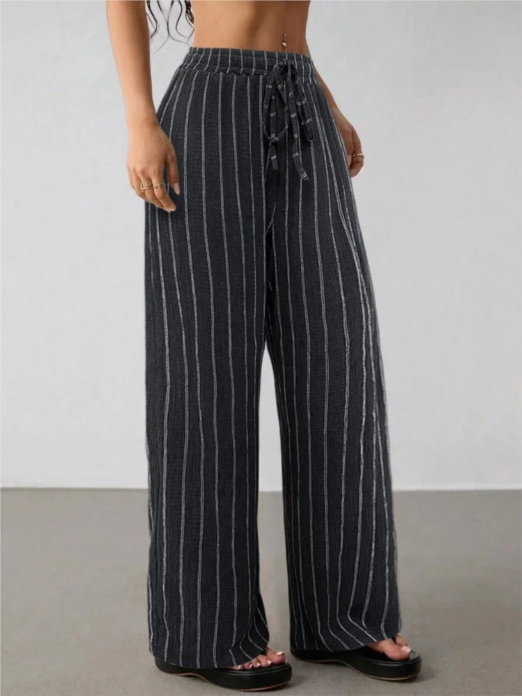 Women's Wide Leg Striped Trousers