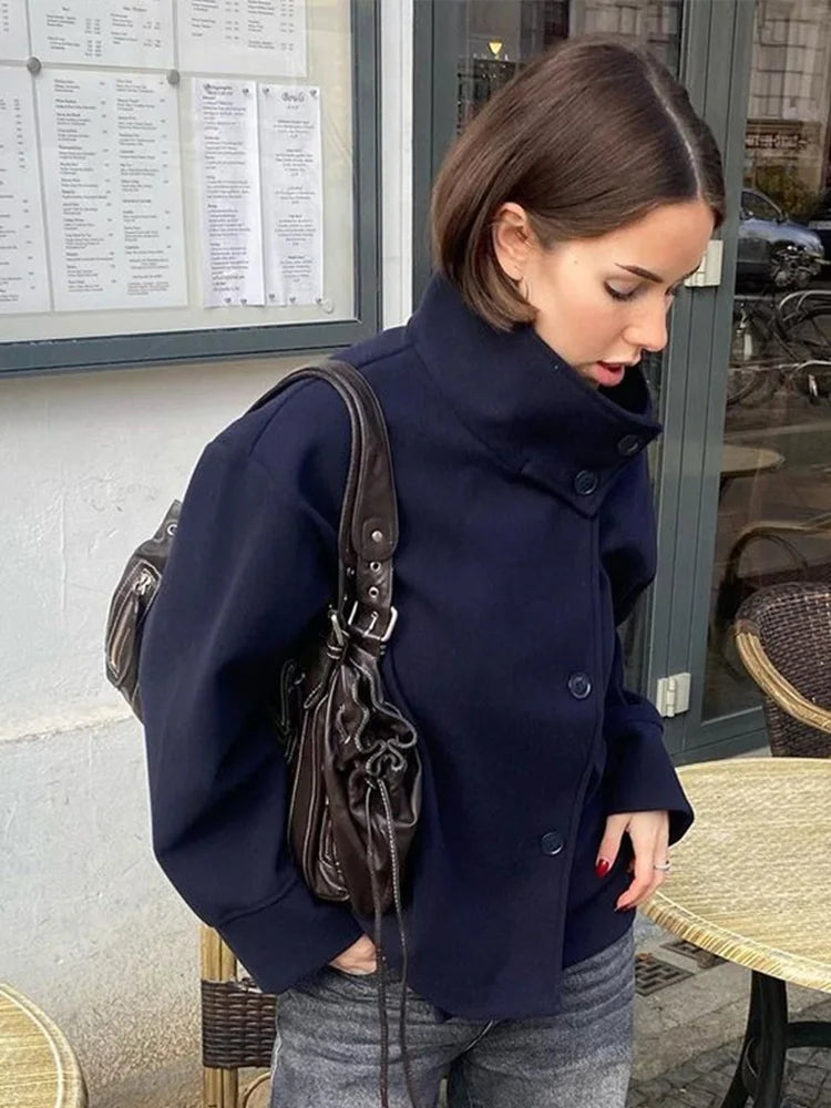 Women's Stand Collar Wool Winter Coat