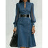 Women's Tulle Sleeved Denim Midi