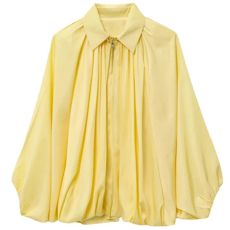 Women's Puff Sleeve Oversized Bomber