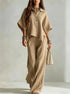 Women's Wide Leg Shirt Two Piece