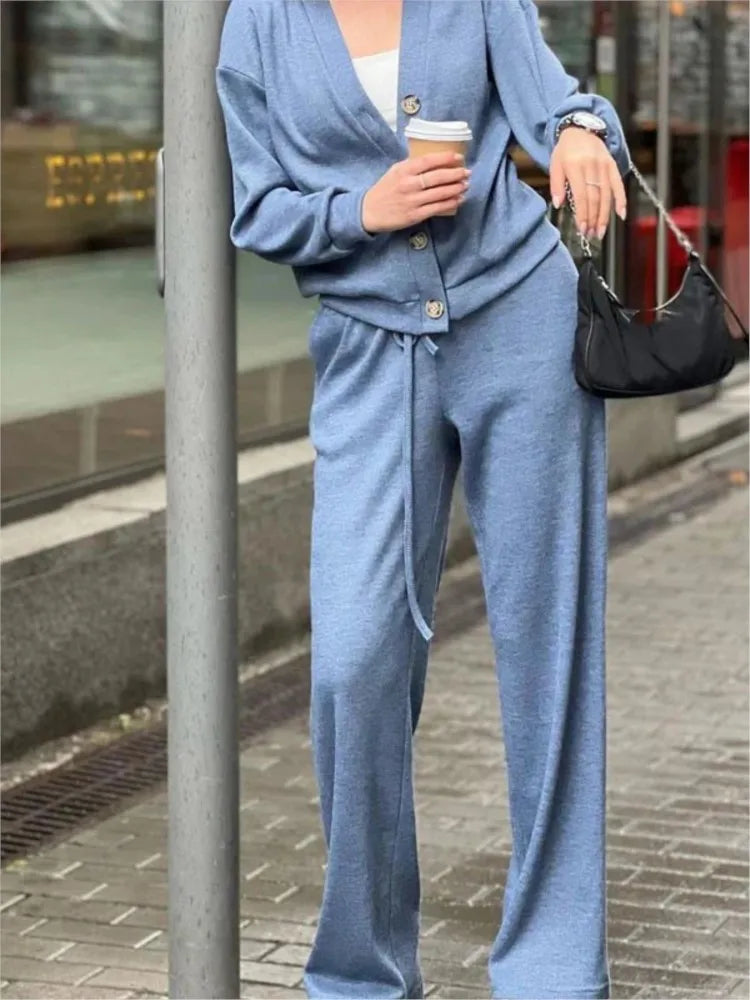 Women's V Neck Knit Two Piece
