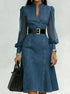 Women's Tulle Sleeved Denim Midi