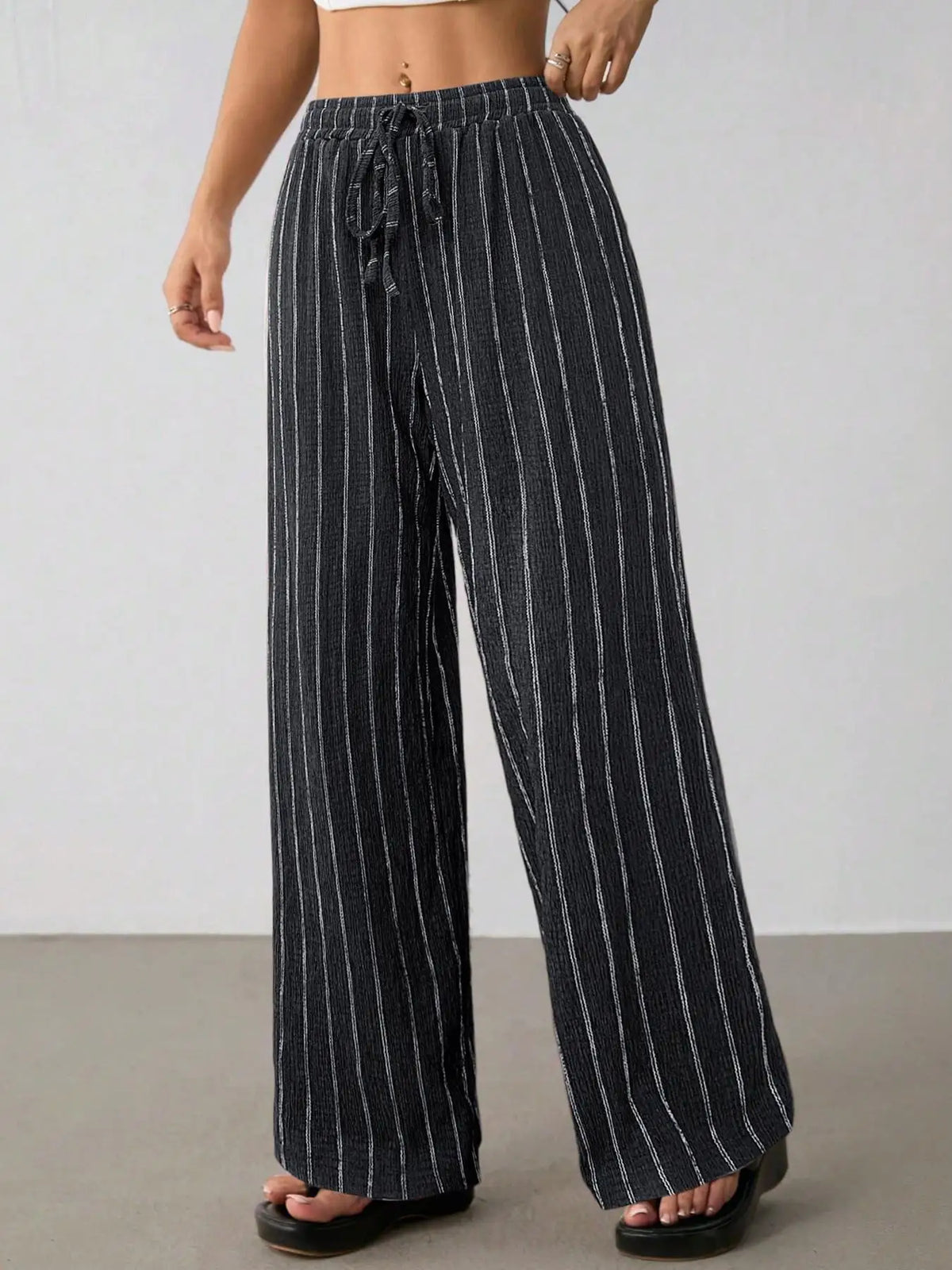 Women's Wide Leg Striped Trousers